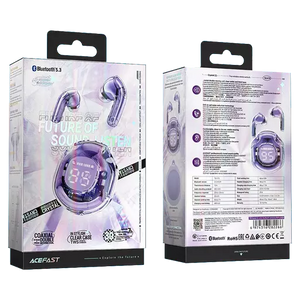 Acefast T8 - Digital Display True Wireless Earbuds & Charging Case Purple Alfalfa