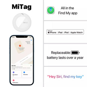 MiLi MiTag Tracker Pack of 3 Apple Approved Find My Item Finder & PU Leather Keyring White - Bedfordshire Phone Sales