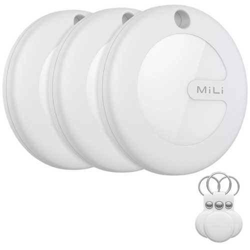 MiLi MiTag Tracker Pack of 3 Apple Approved Find My Item Finder & PU Leather Keyring White - Bedfordshire Phone Sales