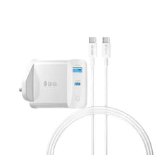 Load image into Gallery viewer, Devia 65W Type C Charging Plug &amp; 1.5m 100W &amp; Type C Cable White