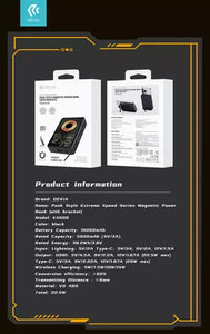 Devia - 10,000mAh 22.5W PD MagSafe Transparent CyberPunk Powerbank & Stand Black