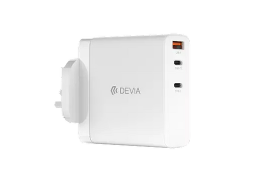 Devia 140W Dual Type C & USB Power Delivery Charging Plug White