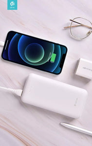 Devia 20,000mAh Kintone Dual Port LED Indicator Portable Powerbank Charger White