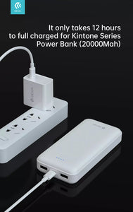 Devia 20,000mAh Kintone Dual Port LED Indicator Portable Powerbank Charger White