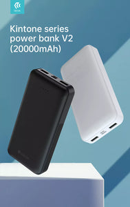 Devia 20,000mAh Kintone Dual Port LED Indicator Portable Powerbank Charger White