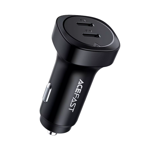 Acefast 72W Dual USB-C Metal Car Charger Black - Bedfordshire Phone Sales