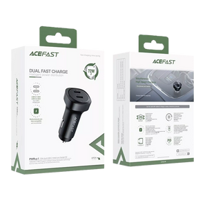 Acefast 72W Dual USB-C Metal Car Charger Black - Bedfordshire Phone Sales