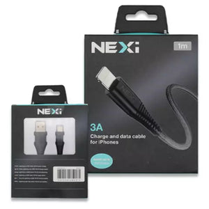 NEXi Braided Nylon USB-A to Lightning Cable 1 Meter Black