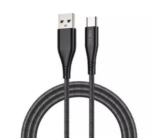 NEXi Braided Nylon USB-A to USB-C Cable 1 Meter Black