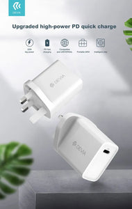 Devia 20W USB-C Fast Charging Plug & Cable Set White