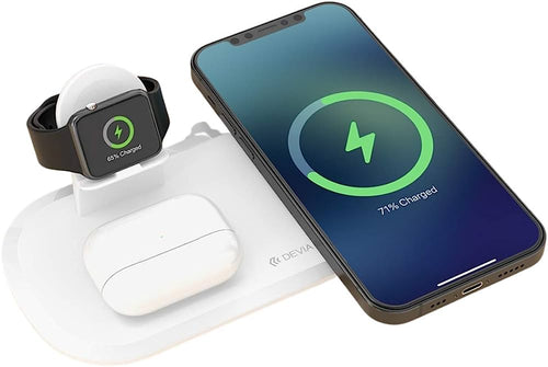 Devia Triple Wireless Charging Pad Magnetic for Apple iPhone, Airpods & Watch White