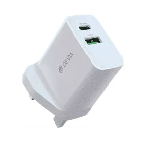 Devia 20W Dual Type C UK Charging Plug White